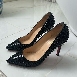 Christian Louboutin Black Spiked Heels with Red Soles
